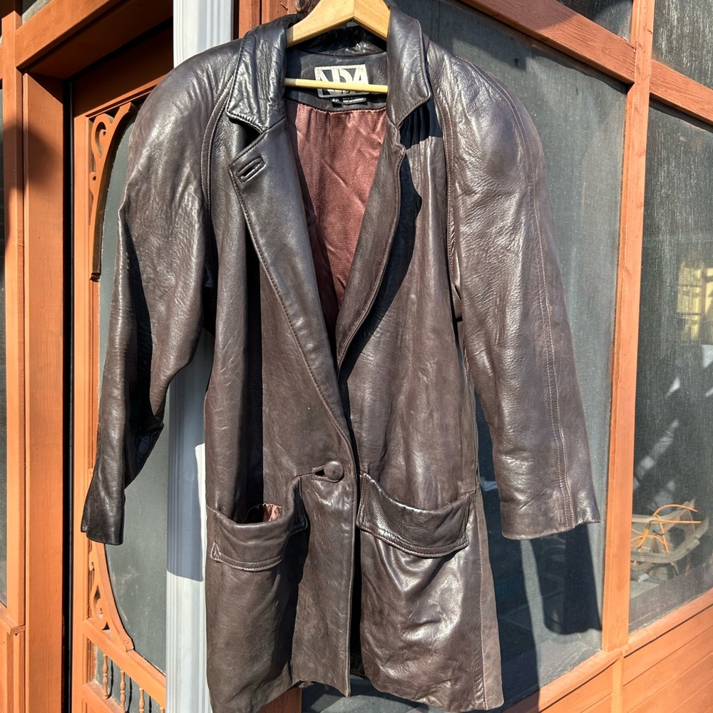 Vintage Brown Leather blazer style leather coat W small…made in Canada🇨🇦